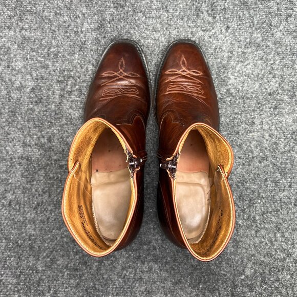 Boulet Ranch Hand Western Boots Men's Size 10 Brown Leather Zip Dress Cowboy - Picture 8 of 14